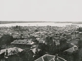 Panoramablick von den Hügeln, Auckland, Neuseeland, 1895