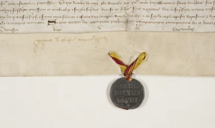Päpstliche Bulle zur Bestätigung der Charta von Bischof Henry Wardlaw, recto