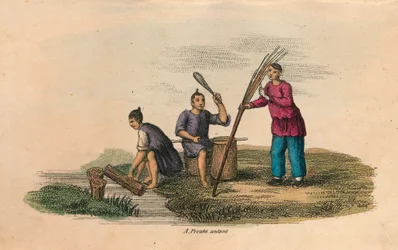 Papierherstellung in China, 105 n. Chr., ca. 1850