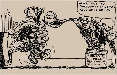Friedensbedingungen. Du musst es schlucken, ob es dir gefällt oder nicht, 1919