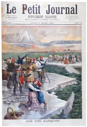 Menschen auf Eisschollen gestrandet, Finnland, 1894