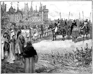 Philipp der Schöne inspiziert fünftausend Pariser, die bereit sind, Waffen zu tragen, um 1285-1314, 1882-1884