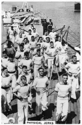 Körperübungen an Bord der HMS Devonshire, 1937
