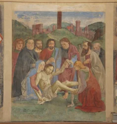 Pieta-Fresko in der Vespucci-Kapelle, Ognissanti, Florenz, Italien (Foto)