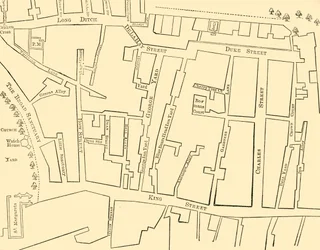 Plan eines Teils von Westminster zwischen 1734 und 1748 - Vor der Errichtung der Great George Street