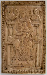 Plakette mit thronender Jungfrau und Kind, Karolingisch, 850-875