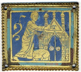 Plakette mit Markierung der Tür mit dem Buchstaben Tau, Deutsch, ca. 1200