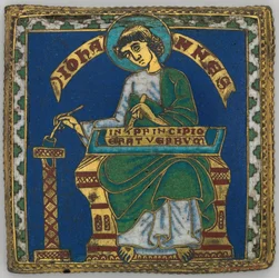 Plakette mit dem Heiligen Johannes dem Evangelisten, Deutsch, ca. 1175-1200