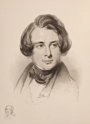 Porträt von Charles Dickens. Skizze von Dickens