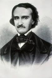 Porträt von Edgar Allan Poe (1809-1849), amerikanischer Schriftsteller. Gravur des 19. Jahrhunderts.