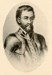 Porträt von Hernando De Soto, zeigt spanische Rüstung des 16. Jahrhunderts