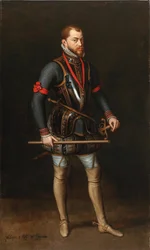 Porträt von Philipp II. 1527-1598, König von Spanien, in Rüstung und mit dem Orden vom Goldenen Vlies