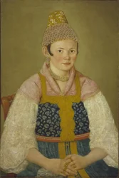 Porträt einer Kaufmannsfrau im Kokoshnik Kabluchok
