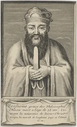 Porträt des chinesischen Denkers und Sozialphilosophen Konfuzius, zwischen 1745 und 1755