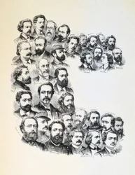 Plakat mit Porträts der Kommunarden, Pariser Kommune, 1871
