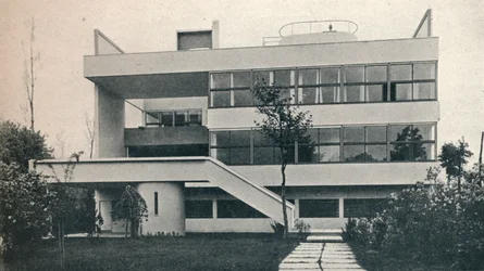 Privathaus in Garches, bei Paris: Gartenfront. Architekten: Le Corbusier und Pierre Jeanneret