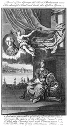 Stolz auf ihren George III, Britannia erhebt ihr fröhliches Haupt und führt die goldenen Jahre