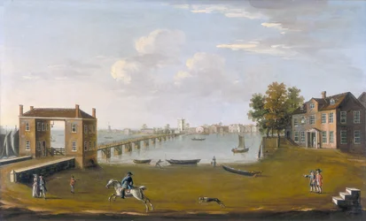 Putney Bridge und Dorf von Fulham, ca. 1750