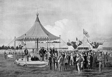 Königin Victoria feuert den ersten Schuss in Wimbledon ab, Juli 1860, um 1920