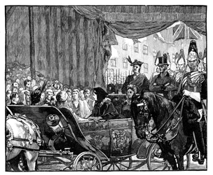 Königin Victoria eröffnet die Blackfriars-Brücke, London, 1869