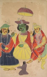 Rama und Sita auf dem Thron mit Lakshmana und Hanuman, 1800er Jahre
