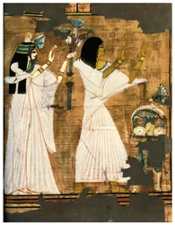 Rames und seine Frau in Anbetung vor einem Tisch mit Opfergaben, ca. 1400 v. Chr. 1958