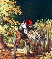 Schnitter beginnt mit der Sichel die Weizenernte, 1867