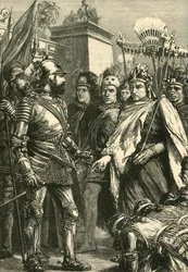 Empfang von Cortes durch Montezuma, 1519, 1890