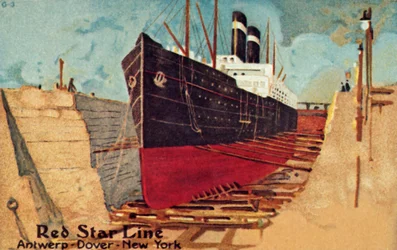 Red Star Liner im Trockendock zur Reparatur, um 1905
