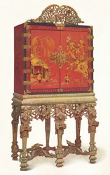 Rot- und Goldlackschrank, c1695, 1936