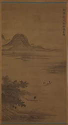 Flusslandschaft: Fischer in Booten