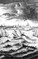 Robinson Crusoe Schiffbruch bei Yarmouth, ca. 1719