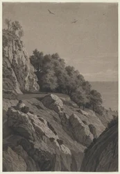 Felsige Klippe an einer Küste, ca. 1850-1860