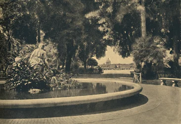 Rom - Der Pincio-Park. Mosesbrunnen, gerettet von den Wassern durch Brazza, 1910