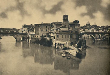 Rom - Tiberinsel und die antiken Brücken Caestius und Fabritius, 1910