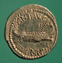 Römische Münze, Marc Antony Legionary Denarius, 32-1 v. Chr.