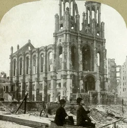 Ruinen der jüdischen Synagoge in der Sutter St., überstanden die großen Erdbeben von 1865 und 1868, 1906