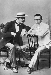 Russischer Opernsänger Feodor Chaliapin mit Komponist und Pianist Sergei Rachmaninov, um 1890