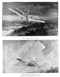 SP Langleys dampfbetriebenes Modellflugzeug Aerodrome von oben und unten betrachtet, 1902