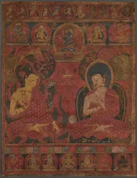 Sakyamuni mit einem Schüler Thangka, 14. Jahrhundert