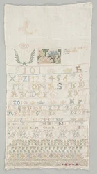 Stickmustertuch, 1742