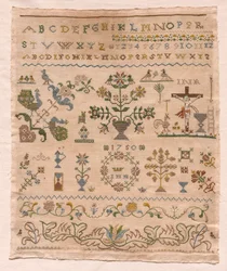 Stickmustertuch, 1750