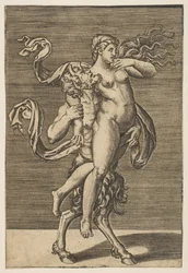 Satyr trägt eine Nymphe und hält ihren rechten Arm fest, ca. 1515-1600