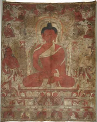 Sitzender Amitabha mit Begleitern, ca. 1100er
