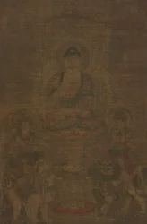 Shakyamuni-Trias: Buddha begleitet von Manjushri und Samantabhadra, ca. 900