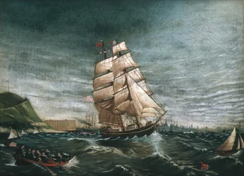 Schiff im Hafen von New York, ca. 1890
