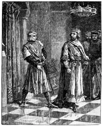 Simon de Montfort streitet mit Heinrich III., 1257, um 1880