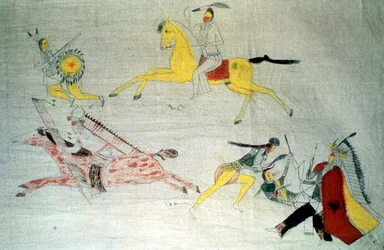Sioux-Krieger im Kampf, ca. 1890
