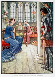 Sir Owen begrüßt die Dame des Brunnens