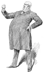 Sir William Harcourt in einem fulminanten Moment, 1890er